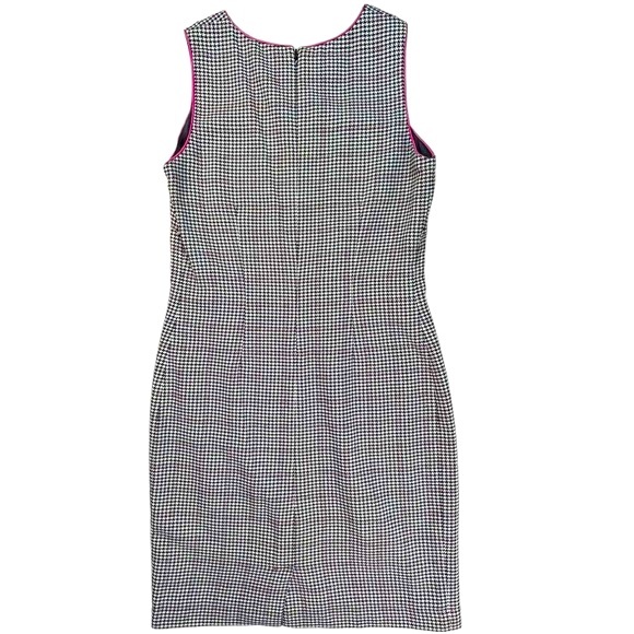 Petite Sophisticate size 2 black white pink houndstooth sleeveless mini dress - Picture 5 of 16
